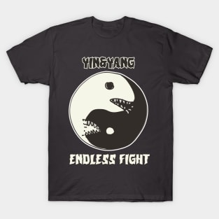 yin yang endless fight cartoon style illustration T-Shirt